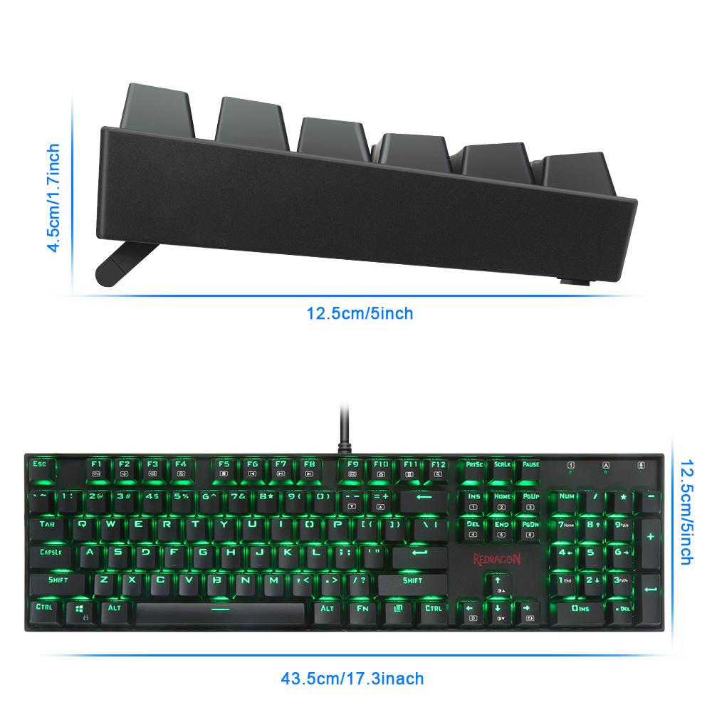 Redragon USB mechanical gaming keyboard ergonomic RGB LED backlit keys Full key anti-ghosting 104 wired Computer gamer K551RGB - KAISERINC