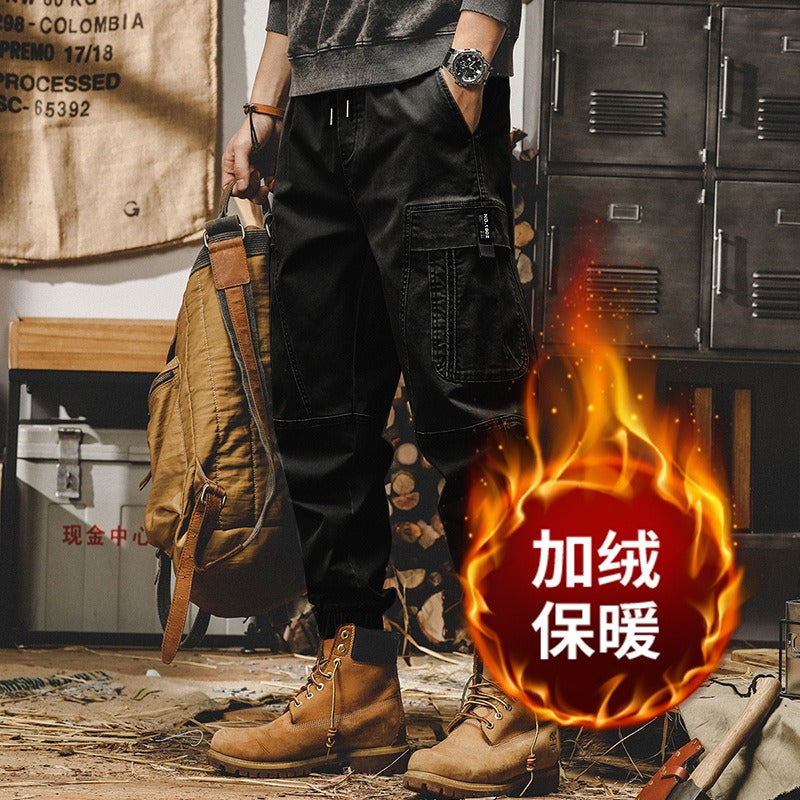 American heavy weight retro work pants for men's autumn and winter loose fitting straight tube casual pants for men's autumn leggings - KAISERINC