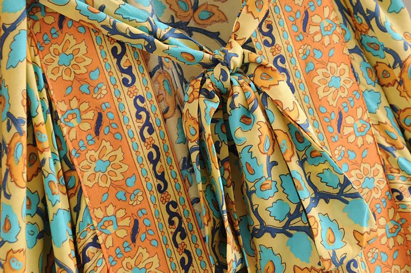 Spring/Summer Women's New Positioning Print Ankle Kimono Robe Yellow - KAISERINC