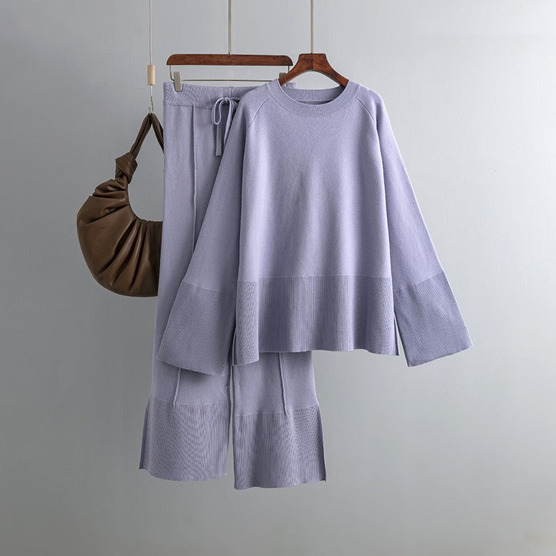 Two Piece Autumn Winter Warm Women Sweaters Tracksuit Thick Warm Knit Sweater + Pant Suit Loose Casual Lady Knit Sets - KAISERINC