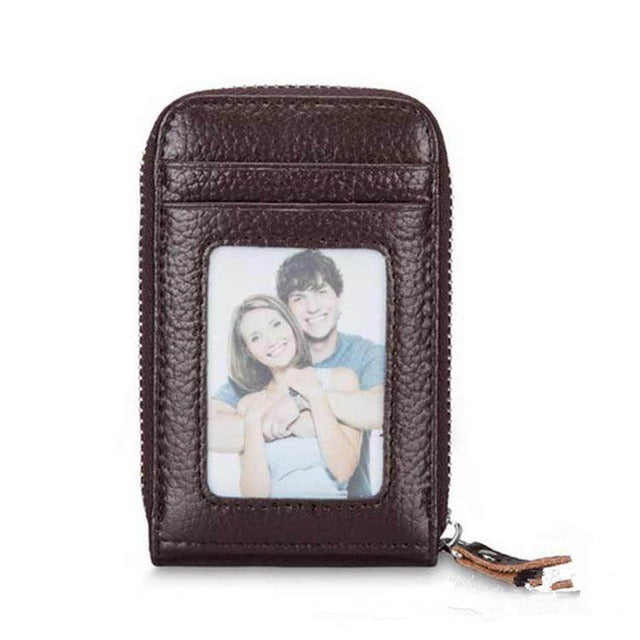Men's Wallet Genuine PU Leather Credit Card Holder RFID Blocking Zipper Pocket Men bag Multi-card zipper - KAISERINC