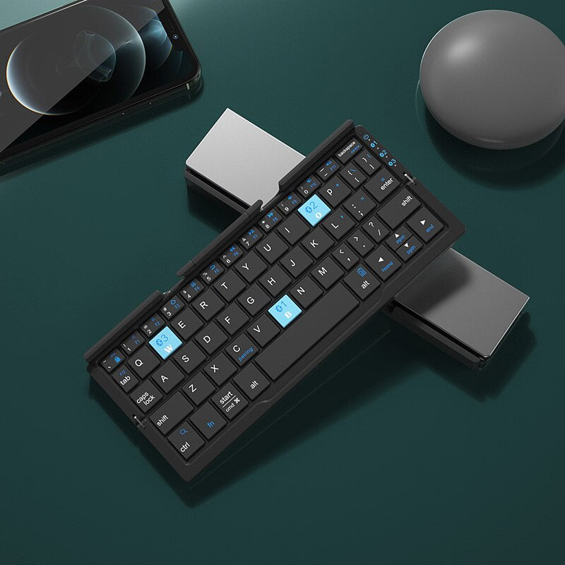 Mini Folding Keyboard Wireless Bluetooth-compatible Keyboard Foldable Keypad For Laptop Windows Android Tablet ipad Phone - KAISERINC