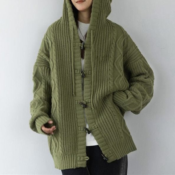 Women Sweater Solid Color Cardigans Hooded Single Breasted Slim Lady Knitwear Tops Femme Korean High Street Autumn Winter