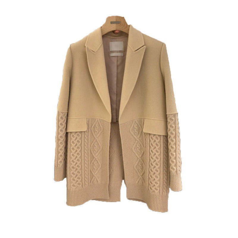 Blazers For Women Notched Collar Long Sleeve Patchwork Lace Up Autumn Blazer Female - KAISERINC