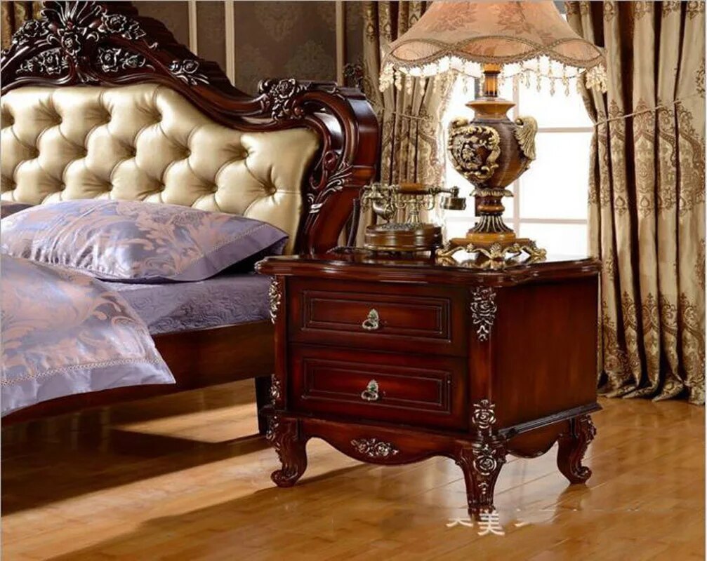 modern American solid wood country style Fashion bed 2 people bedroom set furniture d1419