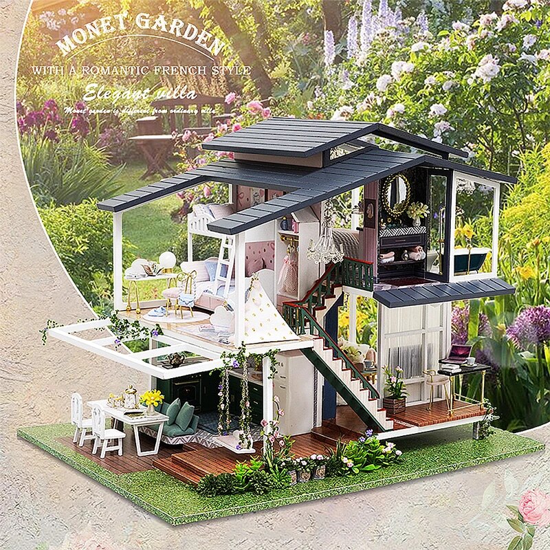 CUTEBEE DIY Dollhouse Wooden Doll Houses Miniature Doll House Furniture Kit Casa Music Led Toys for Children Birthday Gift A81