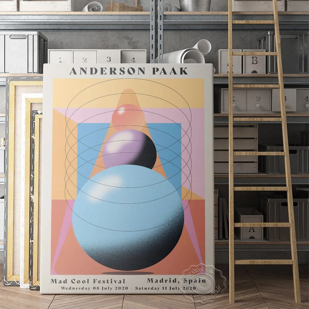 Mad Cool Festival Rock Music Wall Art, Anderson Paak stereoscopic Geometry Prints Poster, Anderson Paak Fans Collection Picture