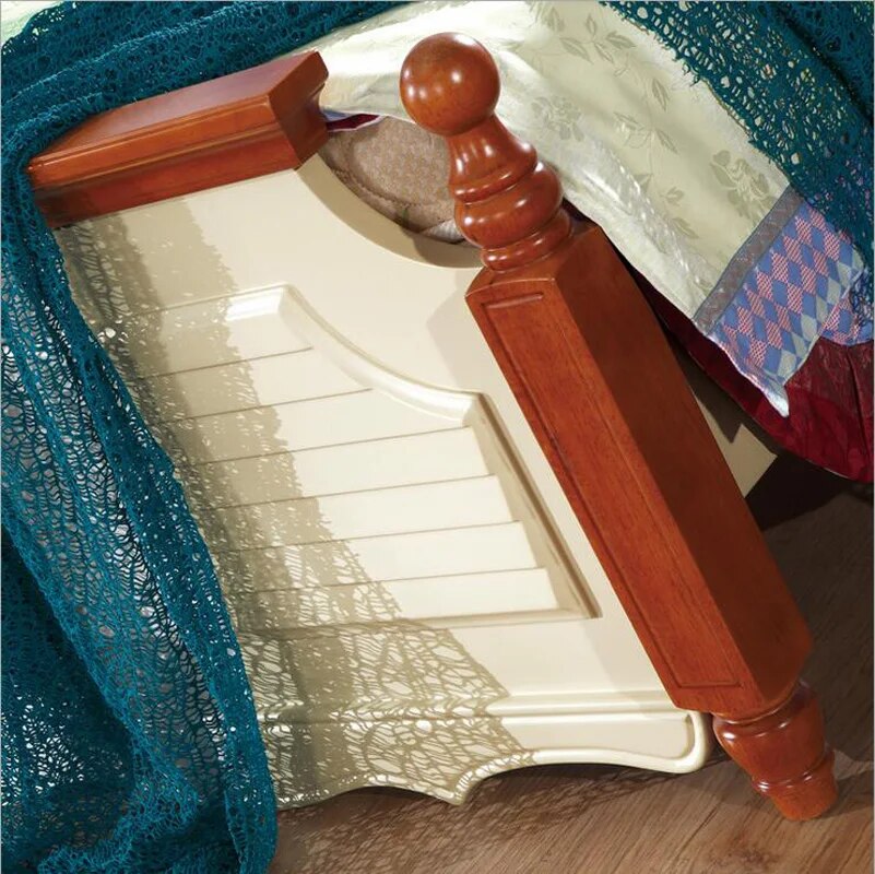 Mediterranean rustic wood bed 2 people American country side bedroom furniture 1.8m p10258