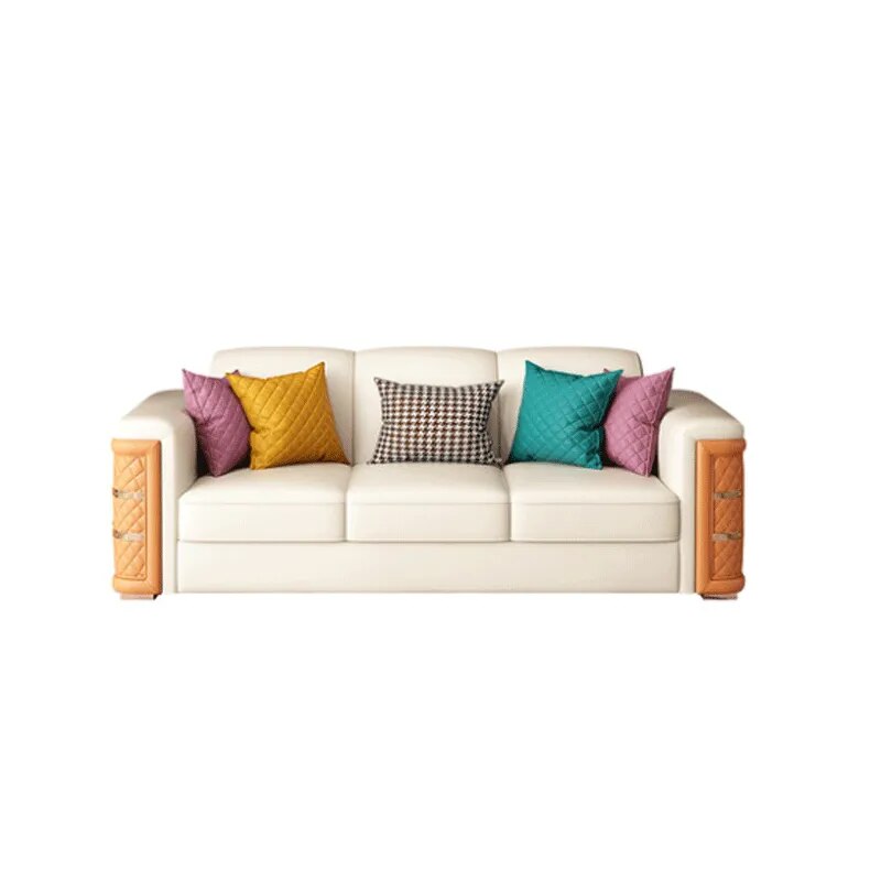Post-Modern Luxury Leather Combination Sofa Italian Living Room Creative Customizable Large-Sized House Luxury Villa Furniture