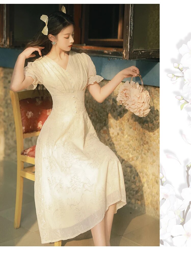 2021 new fashion women's clothing V-Neck Vintage dress for women woman dress