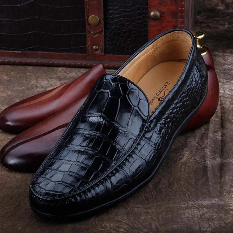 ourui crocodile leather men doug shoes male Genuine crocodile leather wear-resisting non-slip Single shoes Men's shoes