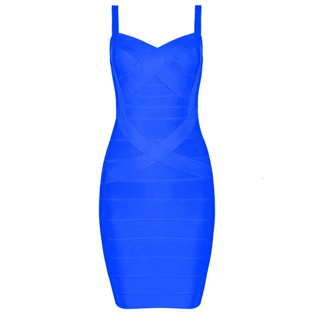 Women'S Sexy Bandage Dresses Christmas Autumn Sleeveless Spaghetti Belt Stretching Fitness Club Party Dress Mini Bodyconvestodos - KAISERINC