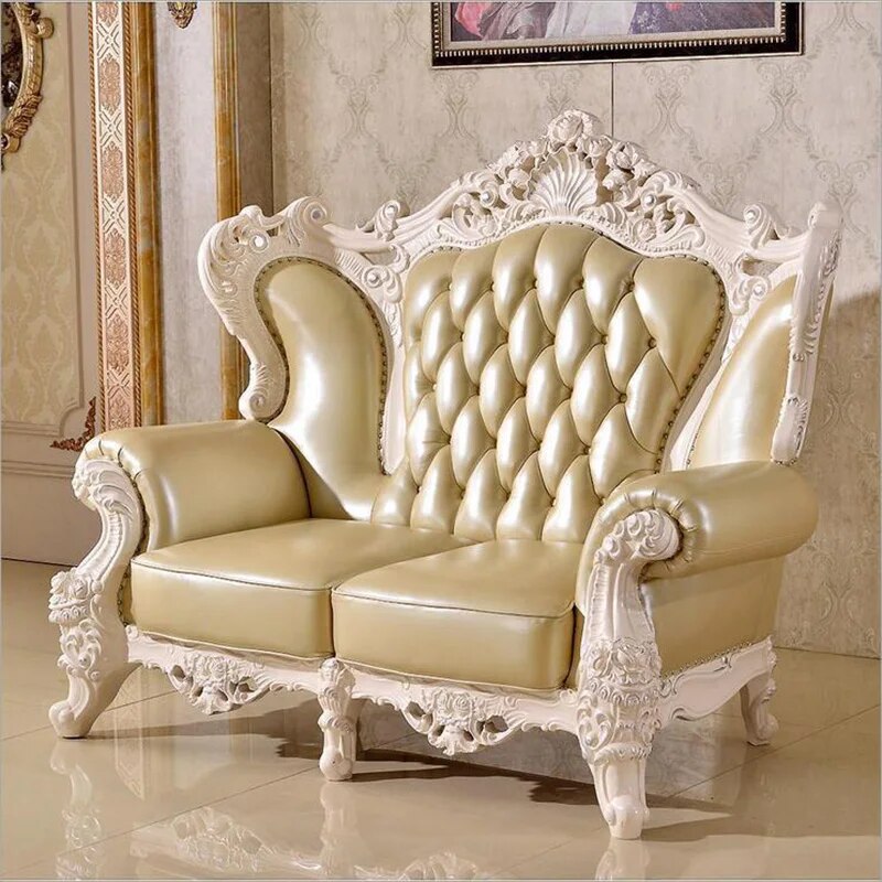 high quality European antique living room sofa furniture genuine leather set o1062
