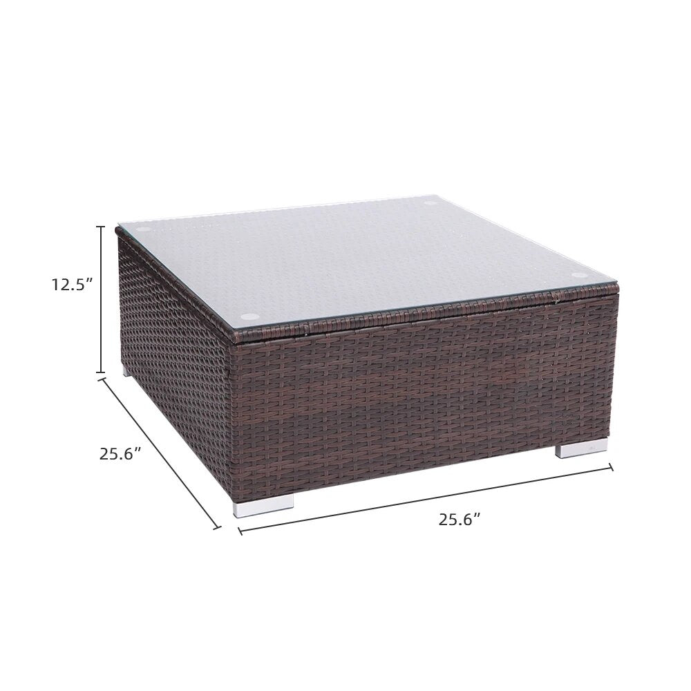 US Warehouse 5 Pieces Patio PE Wicker Rattan Corner Sofa Set Patio Furniture Set In Stock for the outdoors