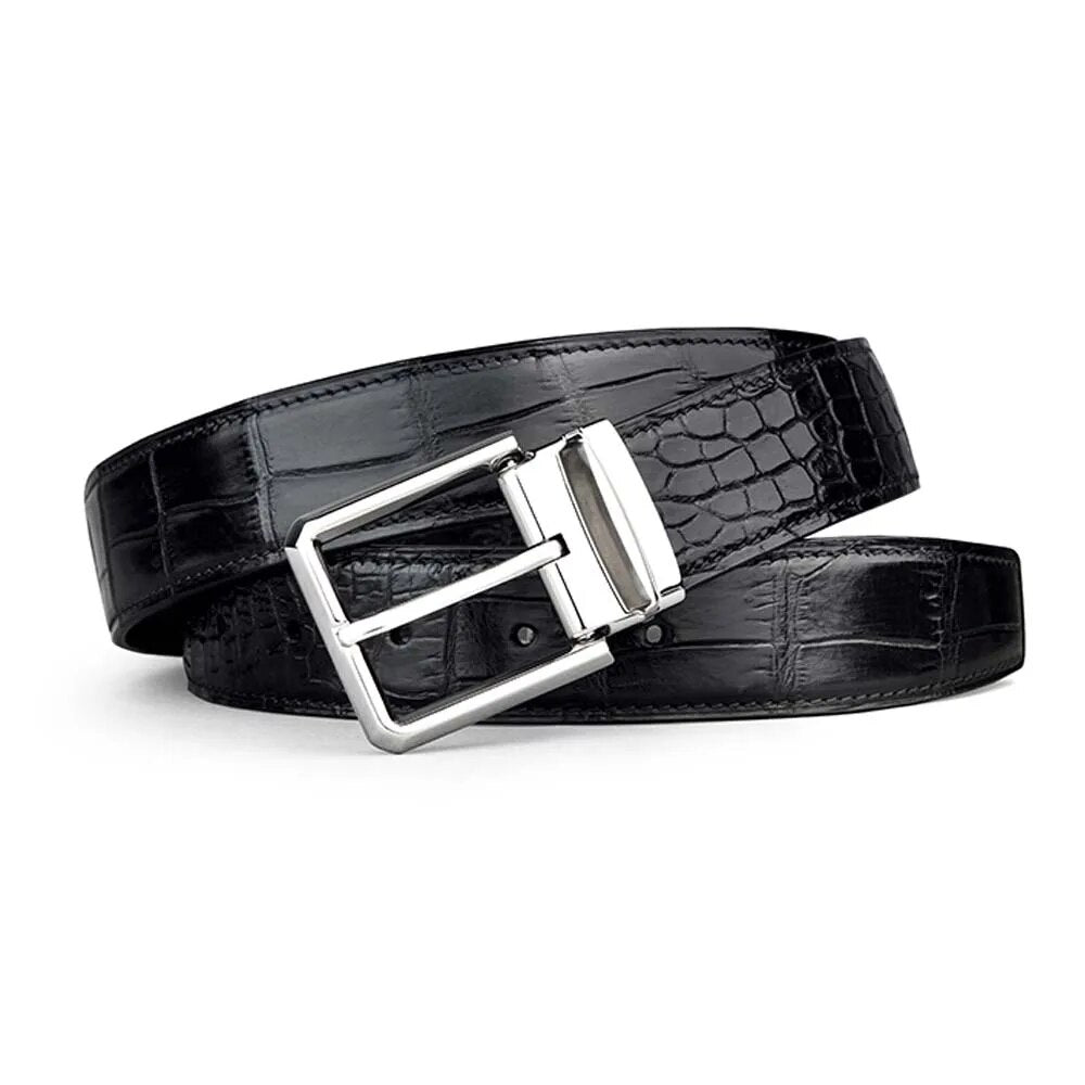 gete import crocodile The belt male leisure Genuine leather Double sided belly Pin buckle My belt business belts