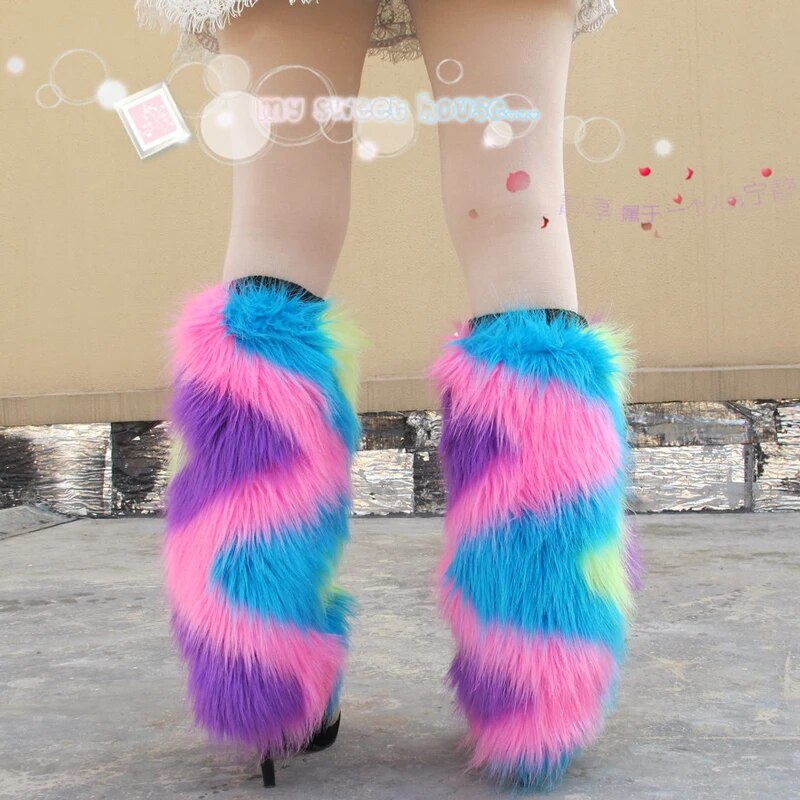 2019 Fur Leg Warmer Women Furry Leg Warmers Hengreda Girls Boot Cuff Plush Leg Cover for Party Music Festival Night Club