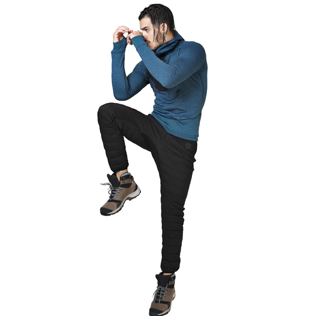 New Men's Winter Thick Down Trousers Skiing Thermal Heat Hot Outdoor Ultra-light Cotton Pants