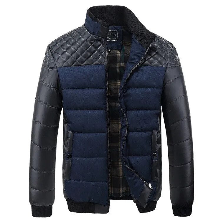 Mountainskin Brand Men's Jackets and Coats 4XL PU Patchwork Designer Jackets Men Outerwear Winter Fashion Male Clothing SA004 - KAISERINC