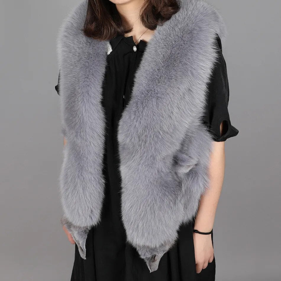 2020 fashion new style Winter women's clothing 100% real natural fox fur vest length 46cm Loose sleeveless fashion keep warm