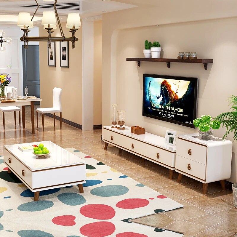 TV Stand modern Living Room Home Furniture tv led monitor stand mueble tv cabinet mesa tv table + Coffee Table centro table bass
