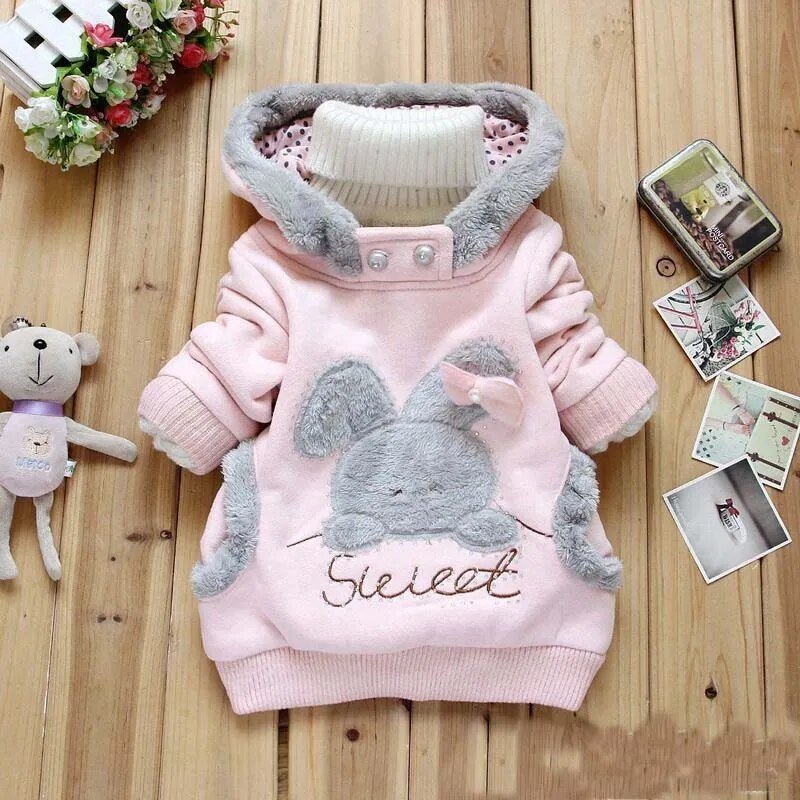 2020 Retail Children Hoodies Clothing Outerwear Girls Cartoon Rabbit Fleece Hoody Jackets Coat Baby Kids Clothes - KAISERINC