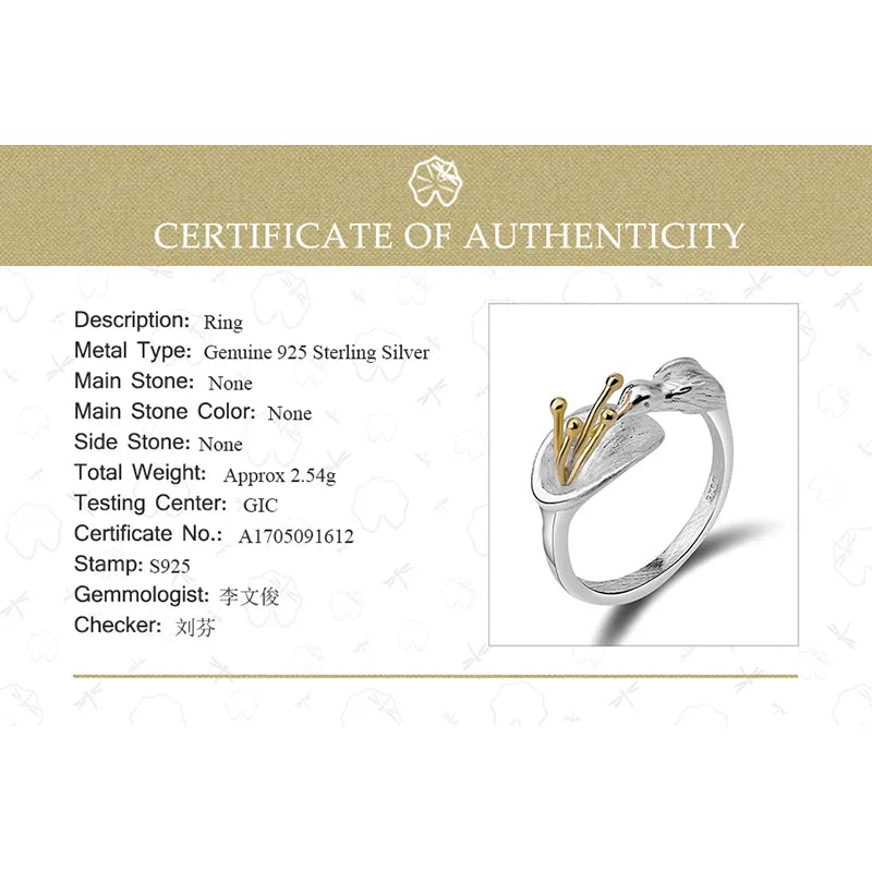 Lotus Fun Real 925 Sterling Silver Bird Ring Natural Creative Design Fine Jewelry Adjustable Hummingbird Rings for Women Bijoux