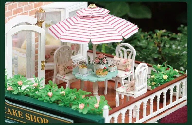 Diy Big Doll House Wodden Miniature coffee shop CreativePuzzle Model Toys Doll Houses Birthday Christmas New Yaar Gift