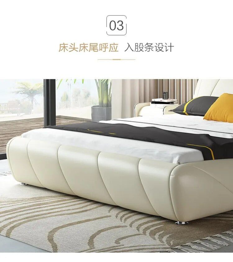 Real Genuine cow leather bed Soft Beds Bedroom camas lit muebles de dormitorio yatak mobilya quarto unique designer furniture