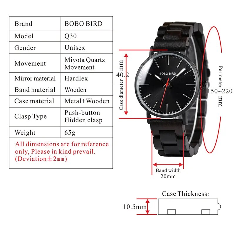 BOBO BIRD Wooden Men Watches Luxury Brand relogio masculino Quartz Watch Ideal Gifts Items in Wood box erkek kol saati W-Q30