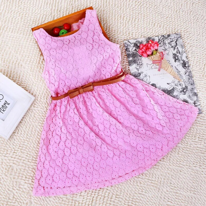 Dresses Children Baby Kids Girls Clothes Lace Hollow Out Sleeveless Cool Princess Summer Dress Clothes Kid 2 3 4 5 6 7 Years New - KAISERINC