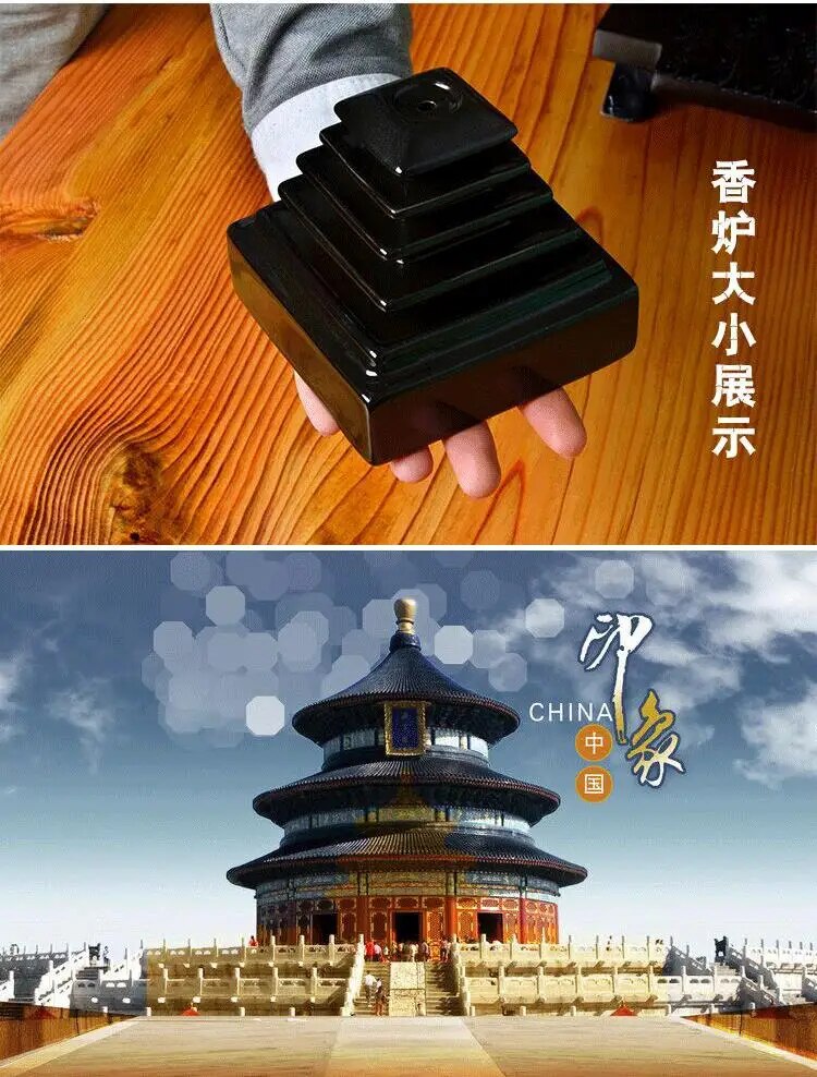 Creative Smoke Bullet Backflow Incense Cones Or Ceramic Tiantan Ornament Sandalwood Incense Burner Black Glaze Ceramic Censers