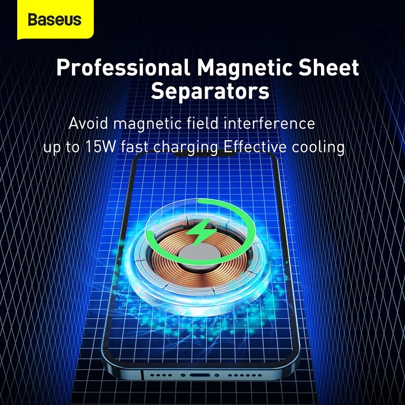 Baseus Car Phone Holder 15W Wireless Charger Stand Magnetic Charger Mount for iPhone 12 Series Strong Megnetic