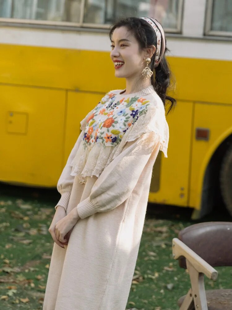 2019 new fashion women's clothing Autumn and winter retro dresses long sleeve dress