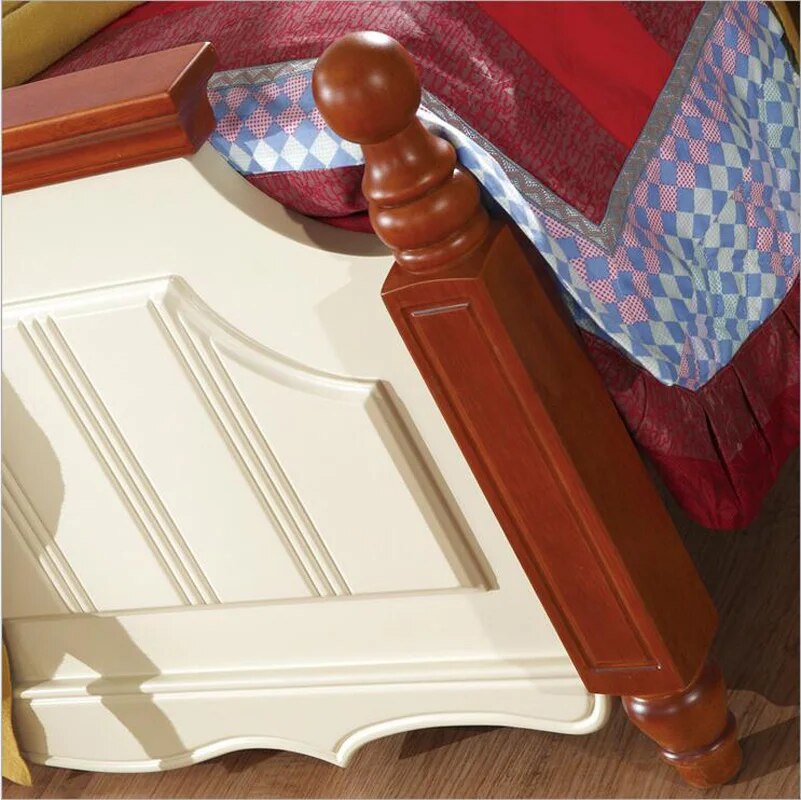Mediterranean rustic wood bed 2 people American country side bedroom furniture 1.8m p10267
