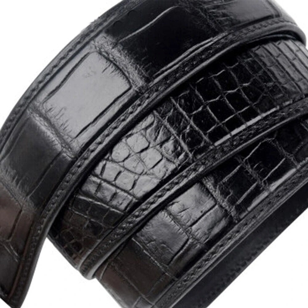 menggeka new crocodile lether male belt S925 Sterling silver dragon head silver buckle male crocodile belt Plate buckles male