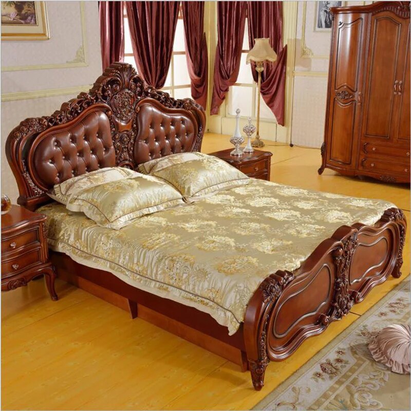 modern American solid wood country style Fashion bed 2 people bedroom set furniture d1414