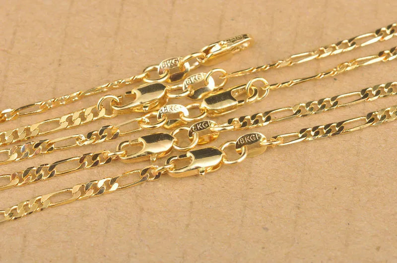 New Trendy 26 Inch Heavy Real Yellow Gold Filled Figaro Necklace Chains Gold Necklace Men's Long Necklace Fast Shipping