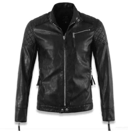 Hot ! High quality new Spring fashion leather jackets men, brand motorcycle leather jackets skull M-5XL - KAISERINC