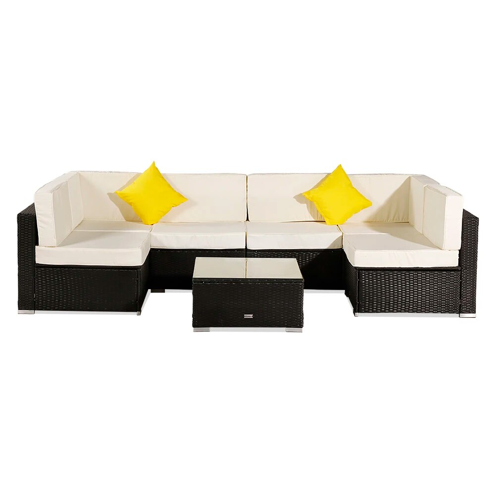 Patio Furniture Set 7 Pieces Patio PE Wicker Rattan Corner Sofa Set US Warehouse In Stock