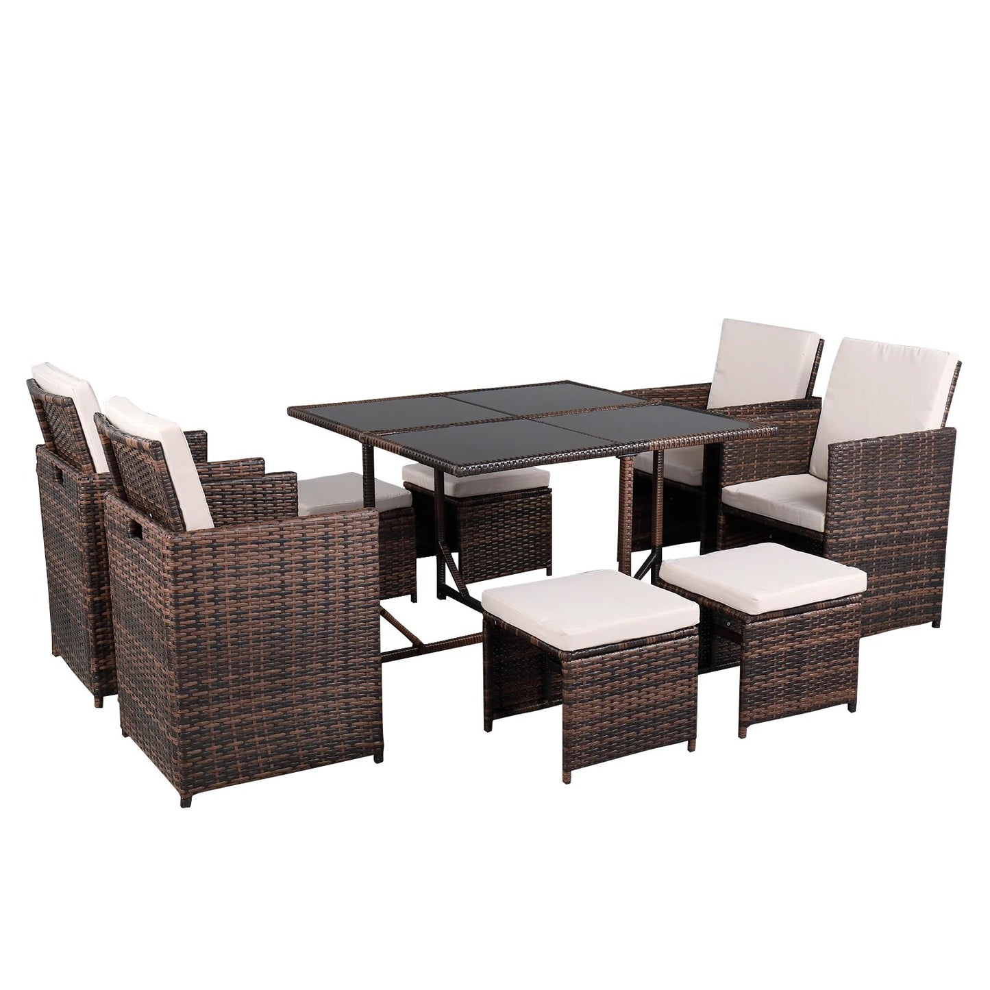 Outdoor Furniture Set Patio Furniture Set Nine-Piece Table And Chair Set-1 (1/3) Brown Gradient US Warehouse