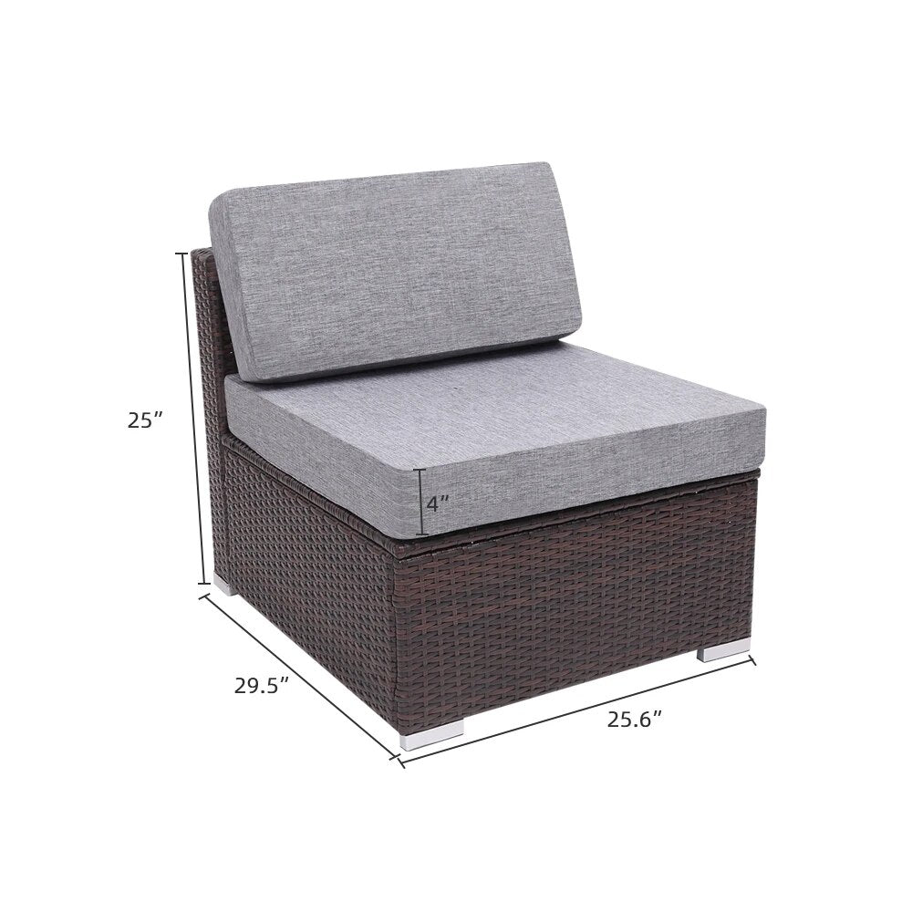 US Warehouse 5 Pieces Patio PE Wicker Rattan Corner Sofa Set Patio Furniture Set In Stock