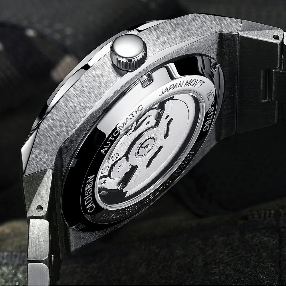 CADISEN Design Brand Luxury Men Watches Mechanical Automatic Blue Watch Men 100M Waterproof Casual Business luminous Wristwatch - KAISERINC