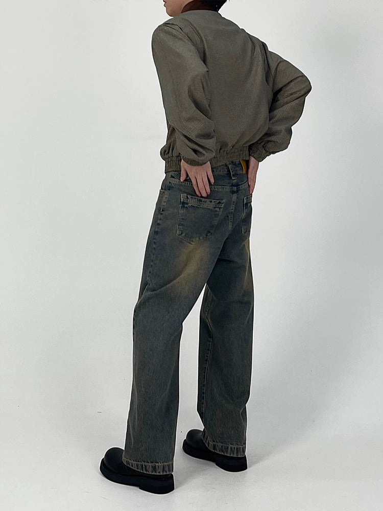 Vibe Style Distressed Contrast Color Men's and Women's Washed Jeans