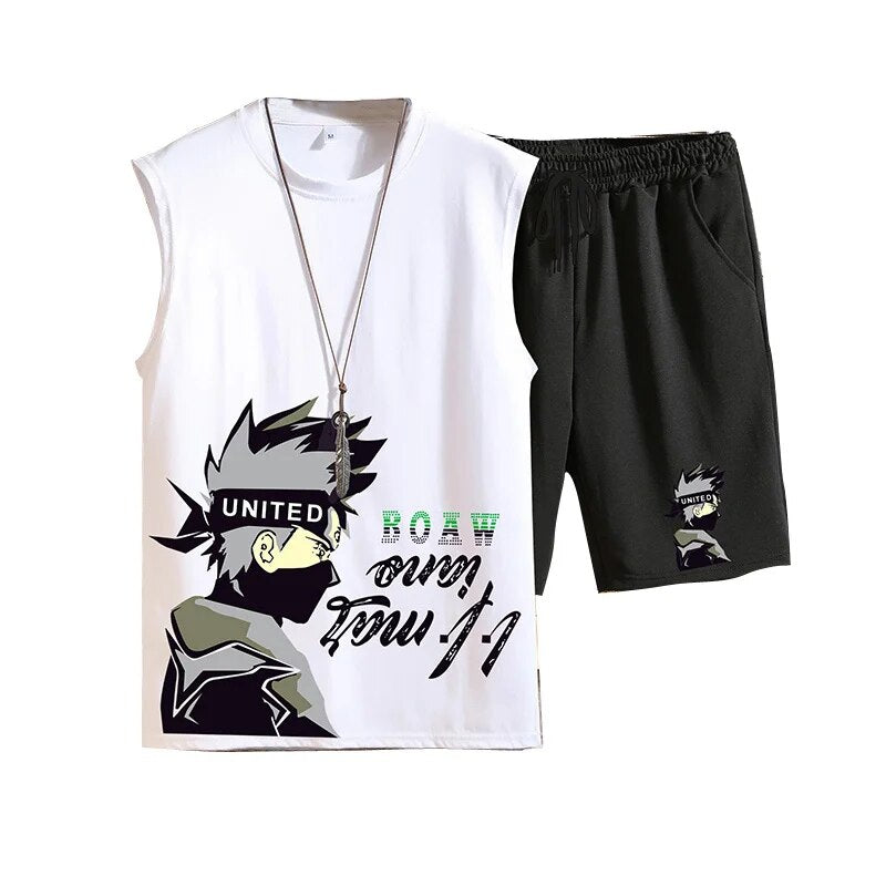 Shorts Sportsuit 2024 Summer Tracksuits Popular INS Shirt Sleeveless Tee Korean T-shirt+Shorts 2 Pieces Set Size S-5XL
