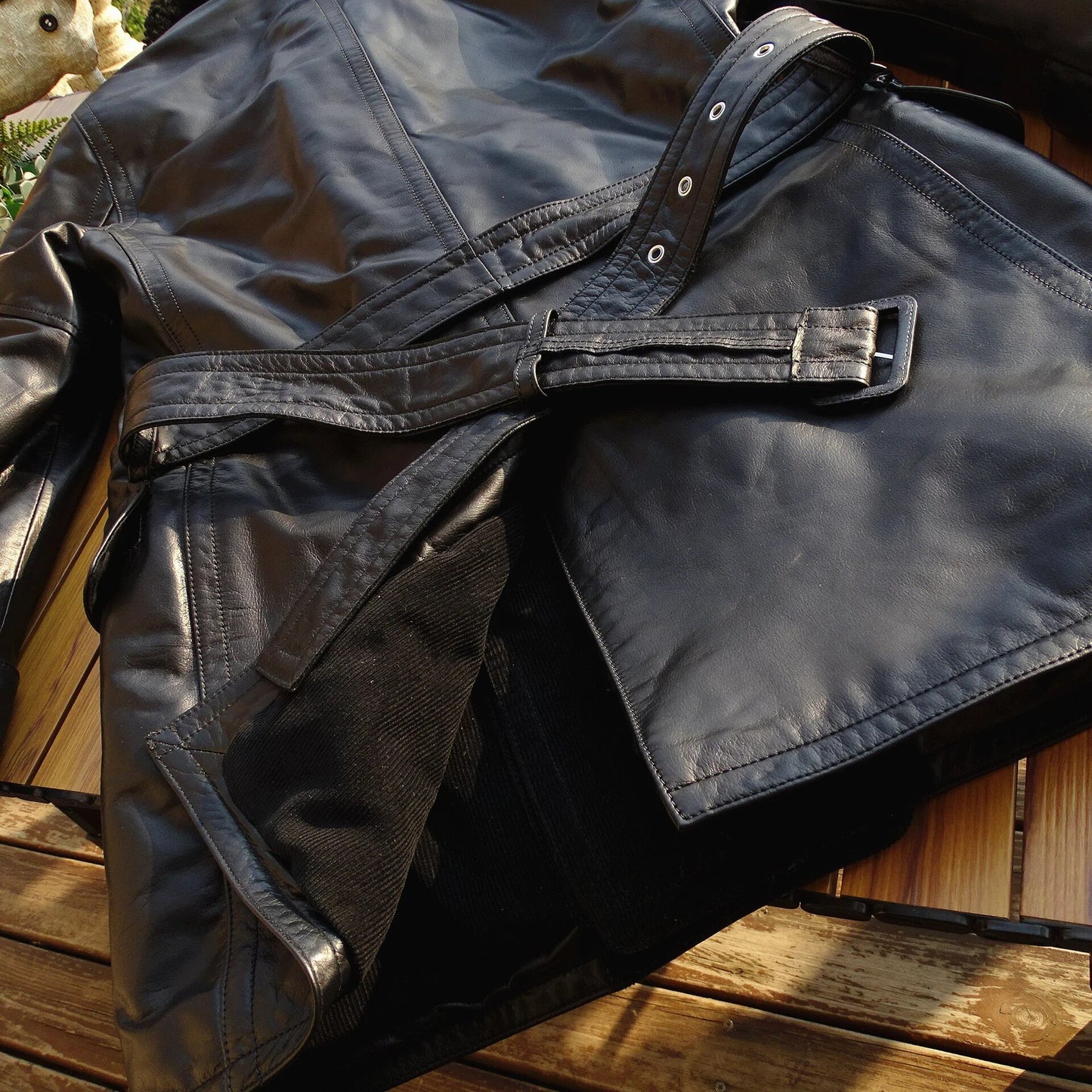 Genuine Leather Jacket for Men Shawl-Collar Slim Long Fit Military Business Style Cowhide Pea Coat Men's Winter Clothing