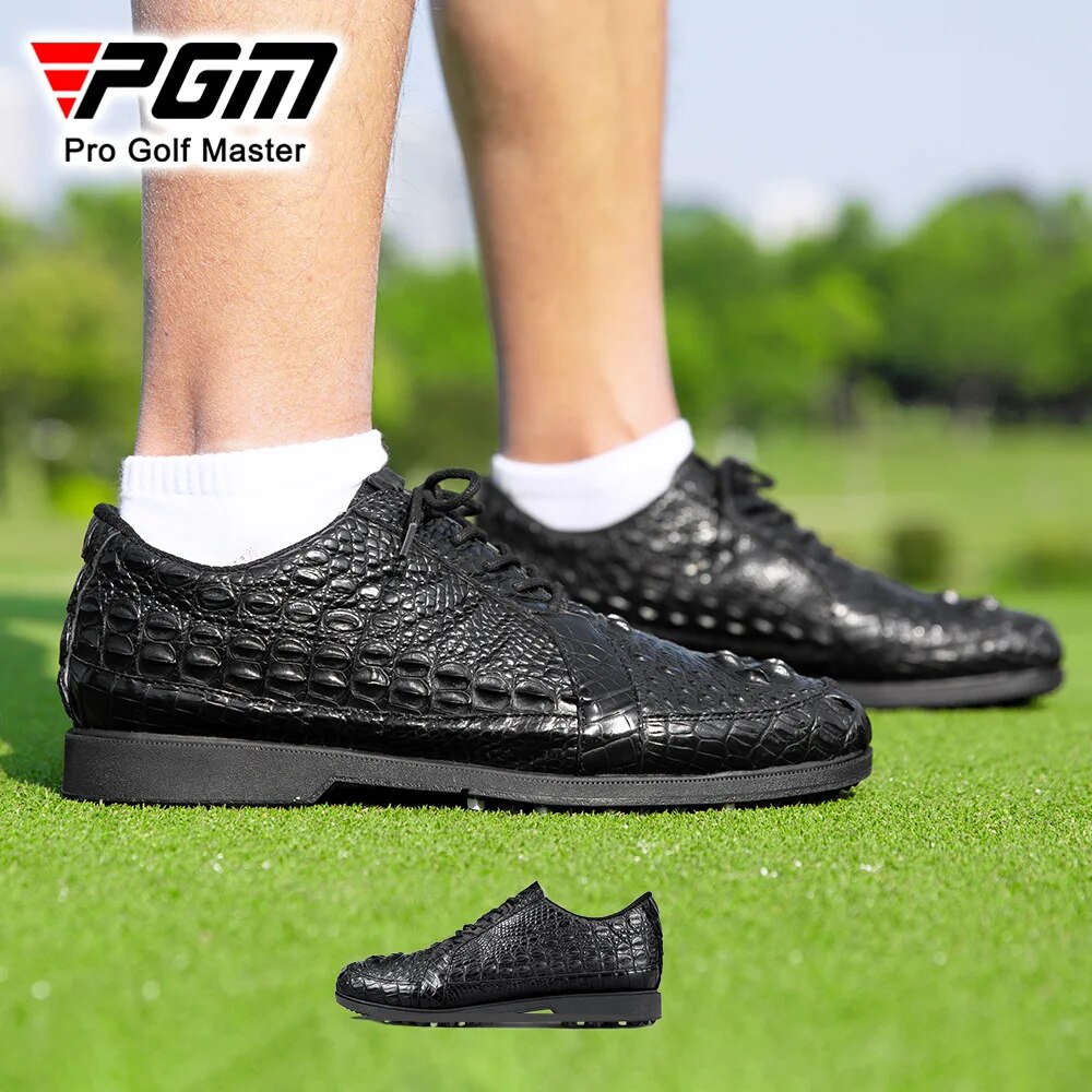 PGM Men's Golf Shoes Casual Sport Sneakers Shoelaces Crocodile Skin Waterproof Anti-Slip XZ204 Wholesale