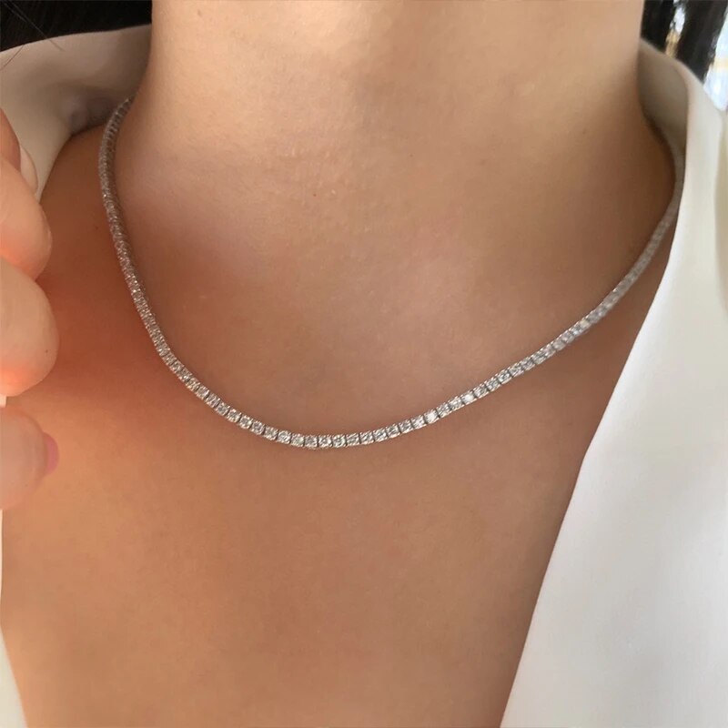 Aazuo Fine jewerly 18K Gold Real Diamonds 5.2ct H SI Luxury Classic Tennis Necklace Gife For Woman Senior Party Charm Jewelry