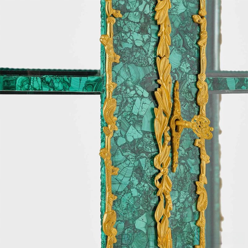 Malachite display cabinet Natural collection Luxury stone storage cabinet Villa club hotel customized cabinet