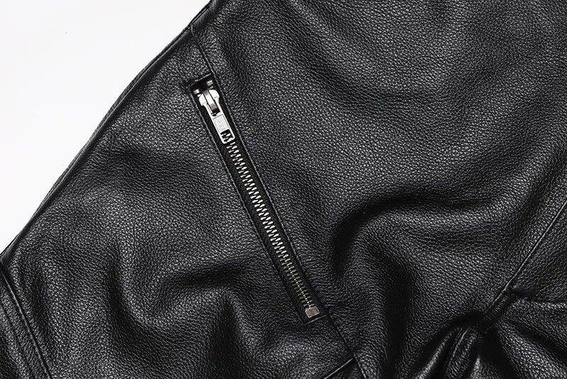 Motorcycle Genuine Leather Pant Men's Cowhide Trousers For Man High Quality Moto Biker Slim Pants Can Install Knee Protectors