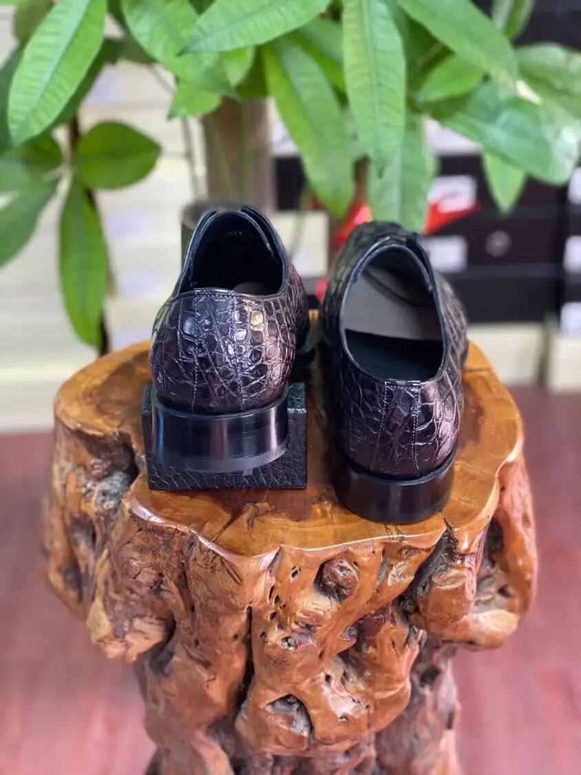 Spring/Summer 2022 Hand Dyed Crocodile Leather Shoes Men's Dress Shoes Lace Up Goodyear Wedding Shoes Boss Work Shoes Office